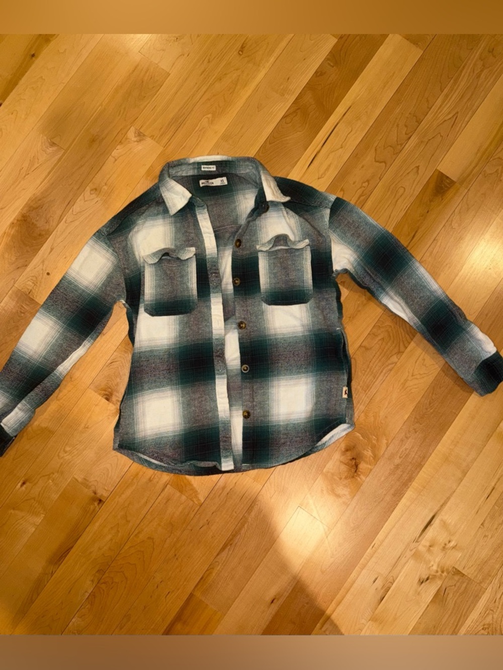 Hollister XS green flannel
